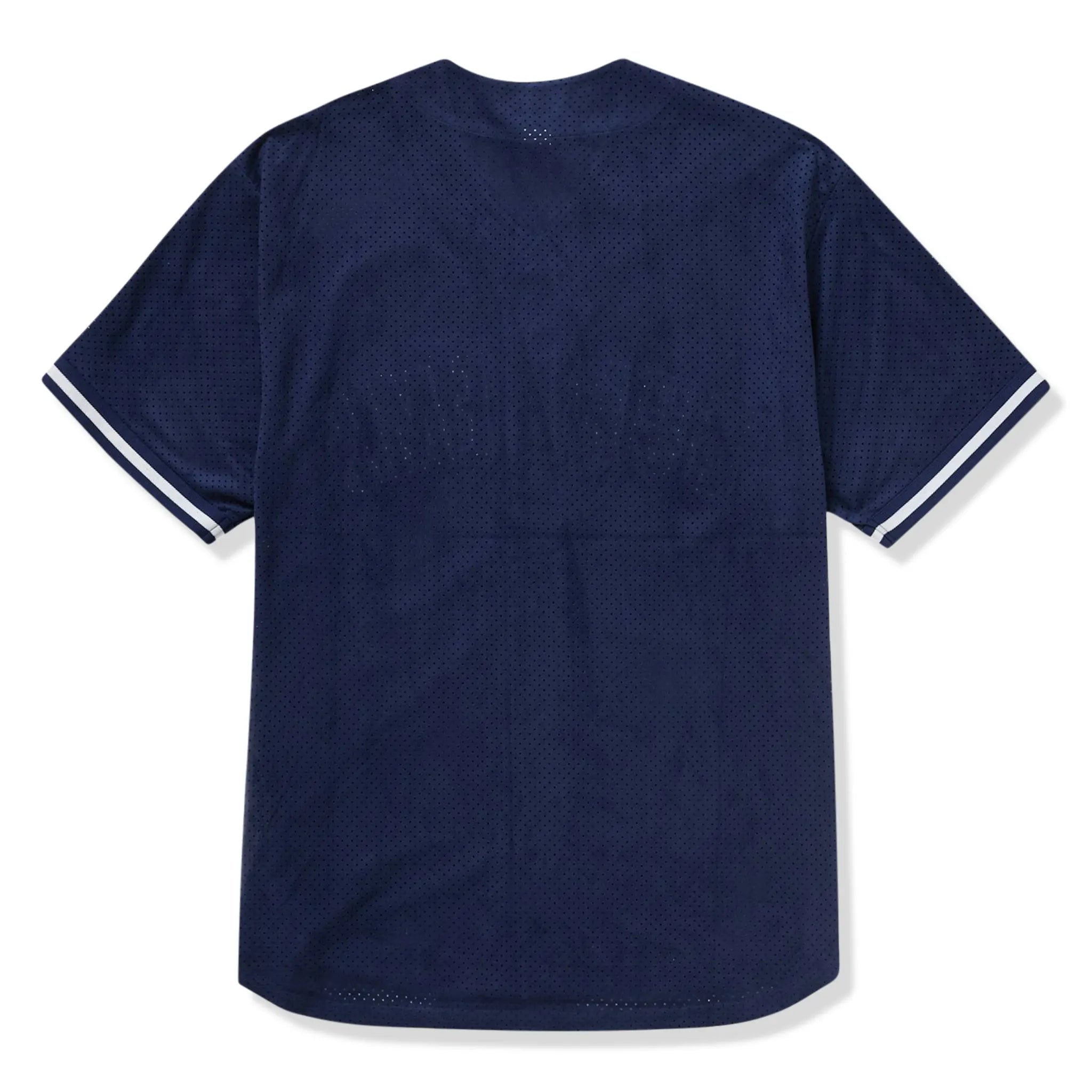 Back view of Supreme Ultrasuede Mesh Baseball Navy Blue Jersey